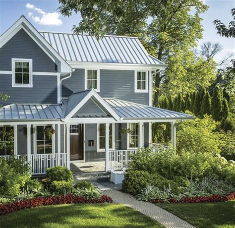 exterior silver metal roof house color combinations|metal roof and siding colors.